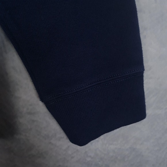 Polo Ralph Lauren Sweater Mens Large Navy Cotton 1/4 Zip Mock Neck Pullover FLAW - Picture 5 of 16